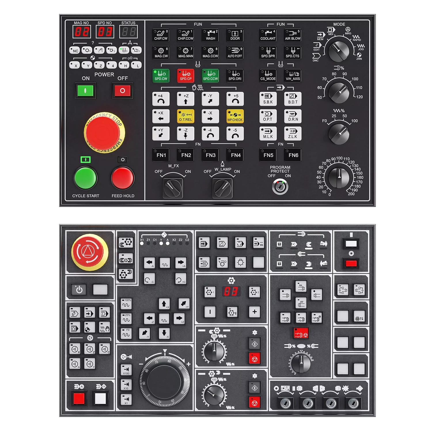 Lots buttons control panels 01-02