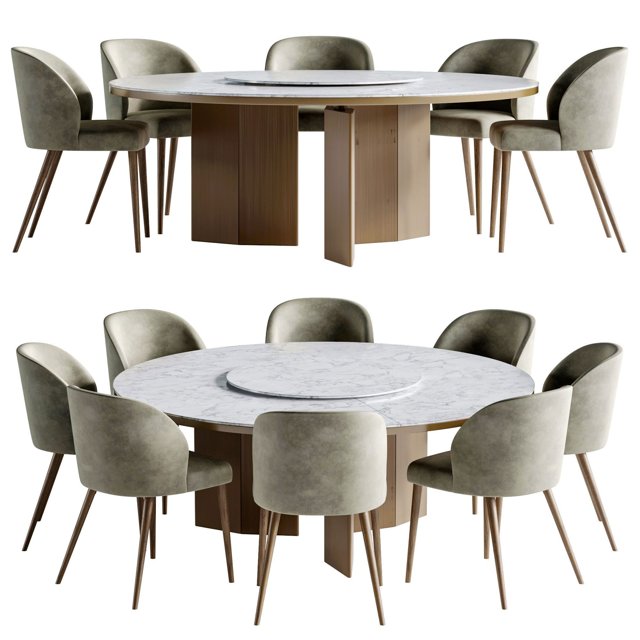 Set Morgan round table Minotti chair