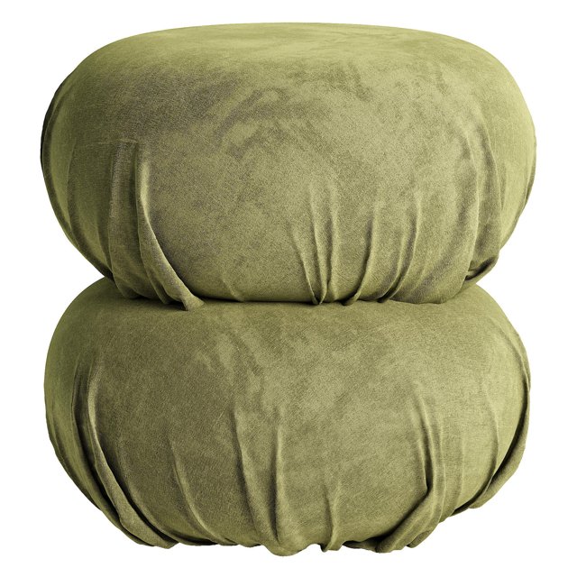 Ruched Dark Beige Velvet Pouf